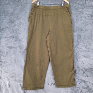 Habitat Pants XL Green Wide Leg Lagenlook Boho Pull On Comfort Casual Minimalist